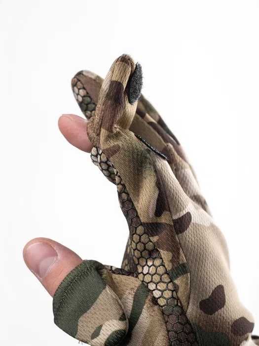 Тактичні перчатки мультикам з відкидними пальцями утеплені M, L