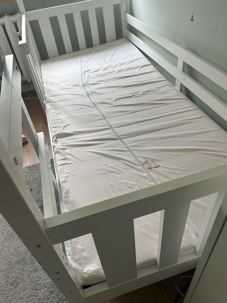 Biale Piętrowe drewniane łóżko  200x90