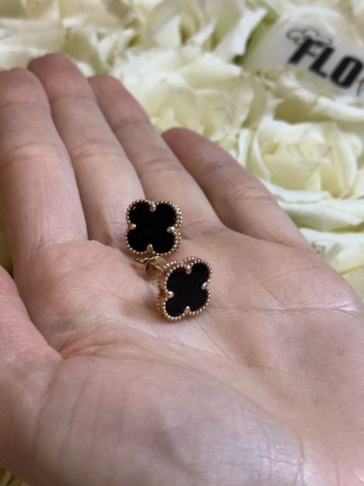 Сережки van cleef з оніксом 3.87 г.золото 585 проба Ван Кліф