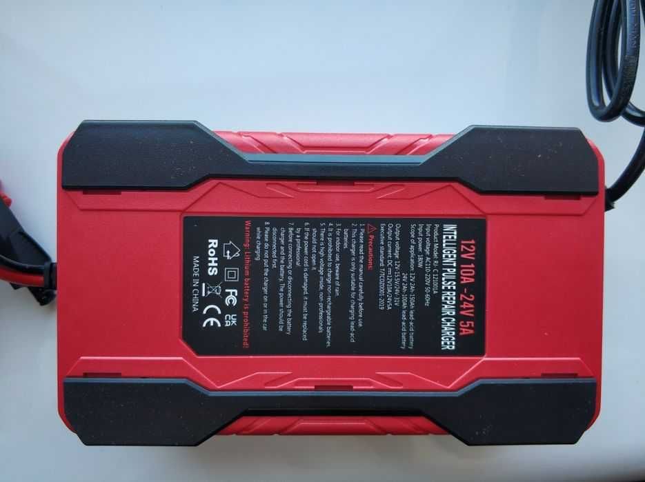 Автоматичний зарядний пристрій 10А 12в 24в 7ступенів режим відновлення