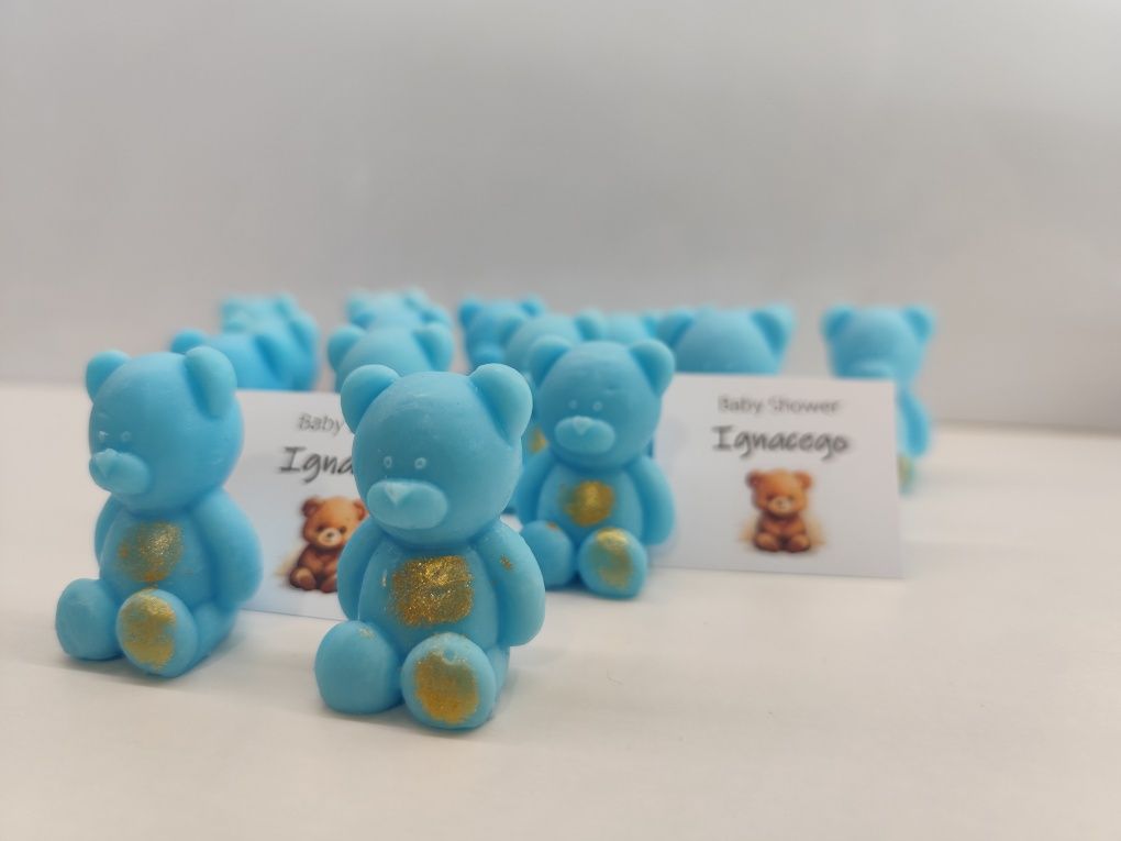 Podziękowania dla gości mydełka misie chrzest baby shower komunia rocz