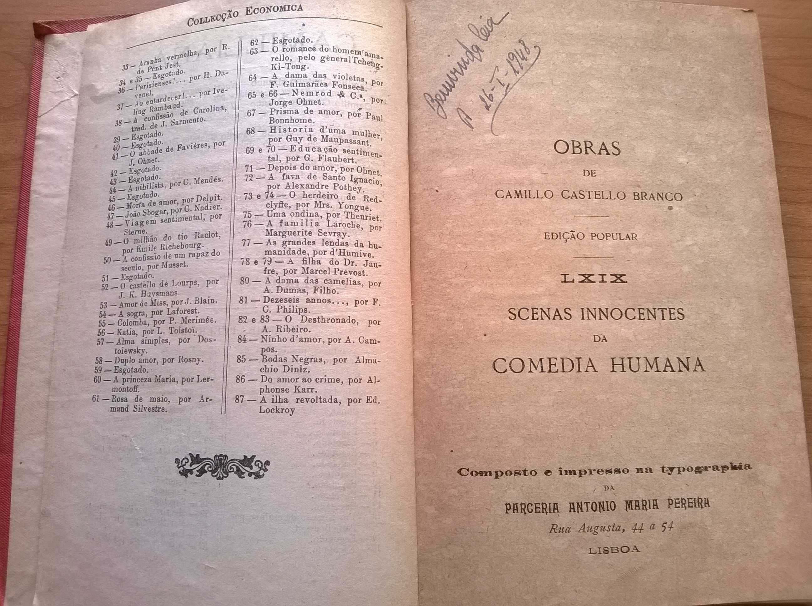 Scenas Innocentes da Comedia Humana (de 1908)- Camillo Castello Branco