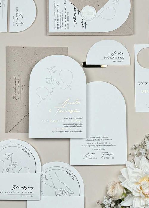Zaproszenia ślubne nowoczesne Line próbka