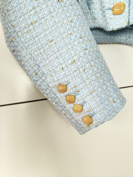 Marynarka Massimo dutti Studio 38 M błękitna niebieska tweedowa