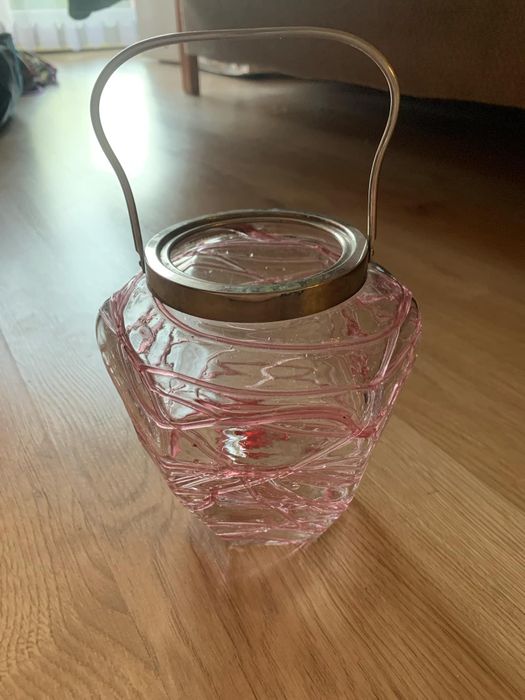 Szklany lampion/wiaderko na lód z metalowym uchwytem metoda bąbelkowa