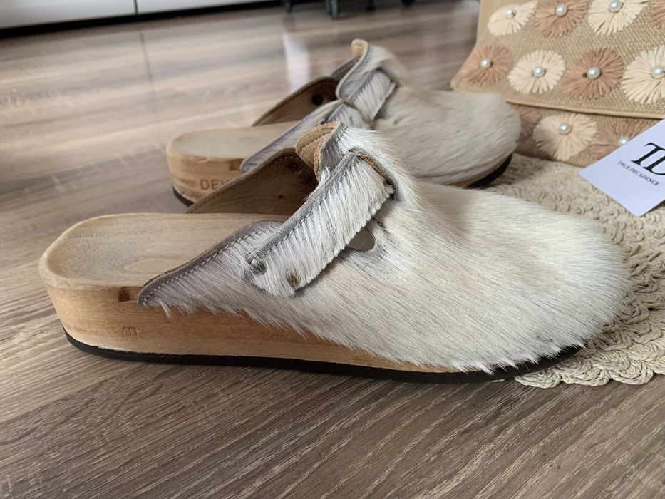 Chodaki drewniane Devich Bezau Holzschuhe 40 eco skora leather fur