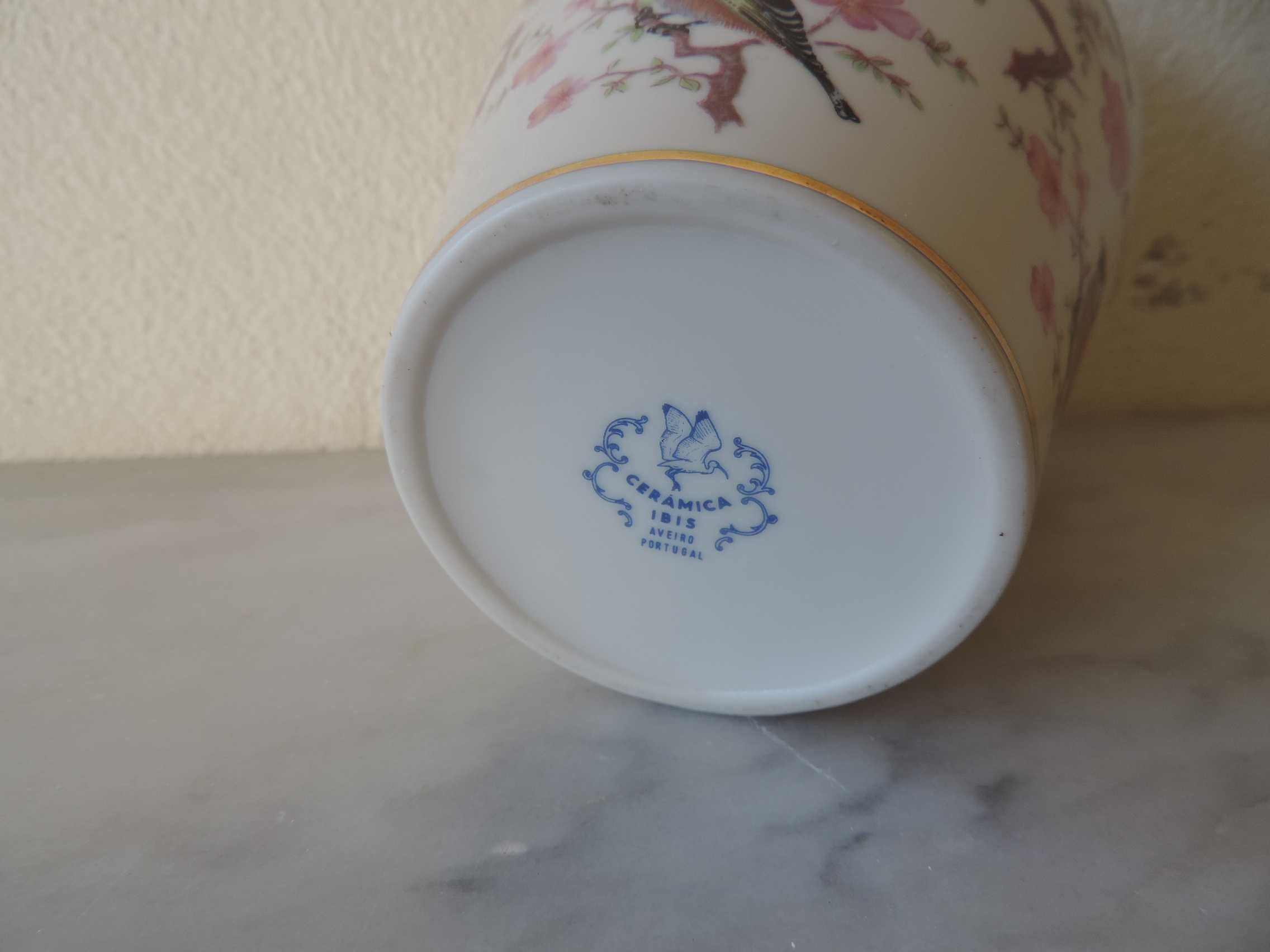 Pote Cerâmica Íbis decoração Pintassilgo