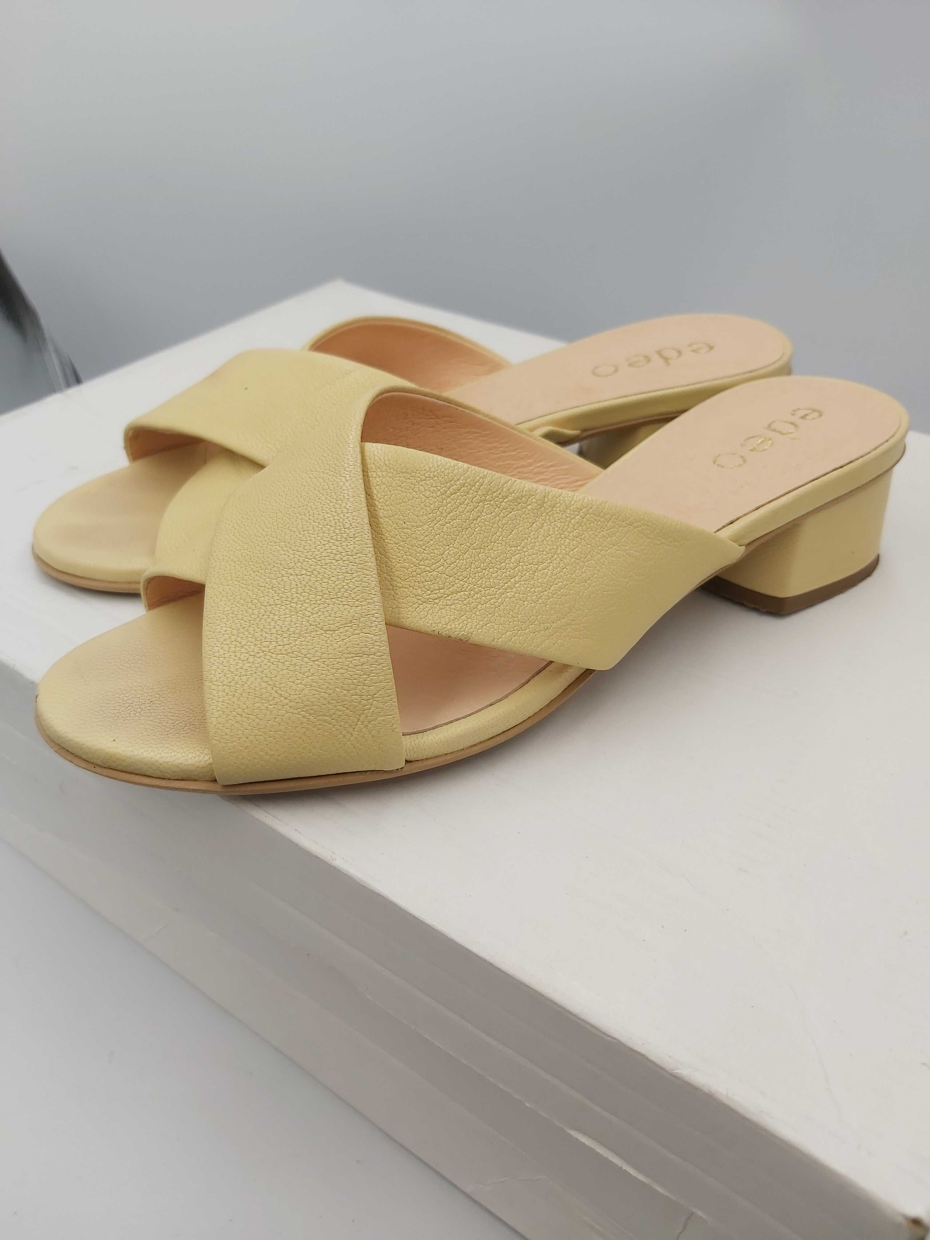 Buty klapki zamszowe edeo cytrynowe skorzane rozmiar 38 żółte