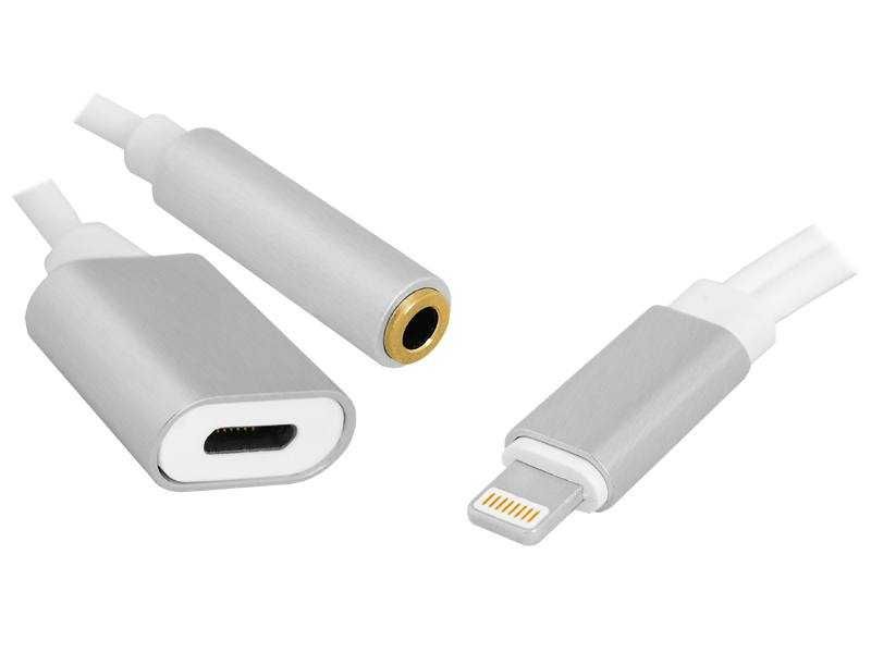 Adapter HF USB IPHONE LIGHTNING TO 3,5 adapter słuchawek + zasilanie.