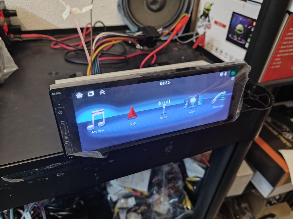 Rádio 1 DIN Android 13 ecrã 6.8" + Carplay + RDS + GPS