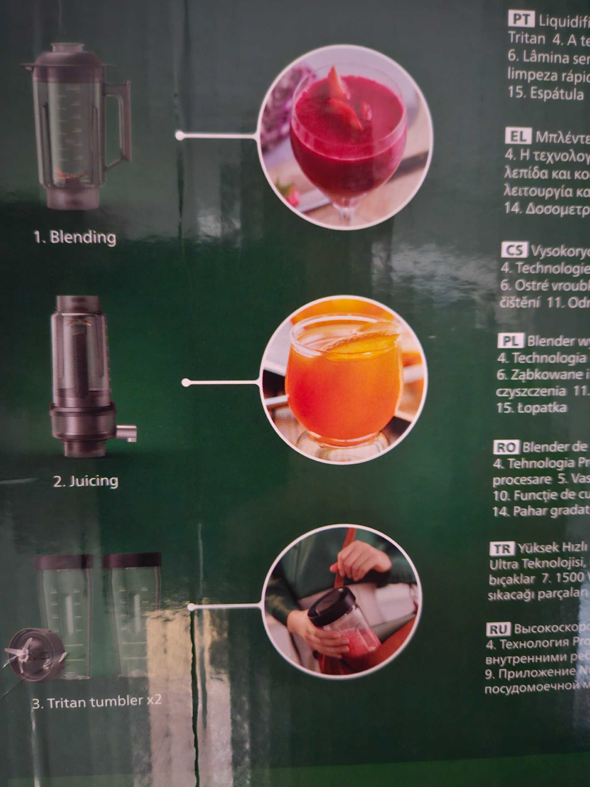 Blender kielichowy PHILIPS  HR3770 Funkcja sokowirówki 1500W