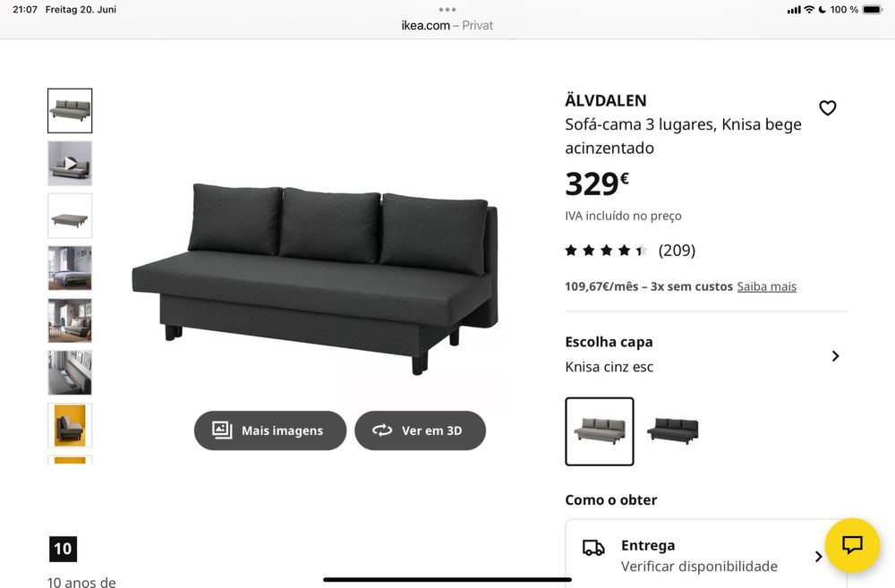 Sofa-Cama (Ikea) semi-novo