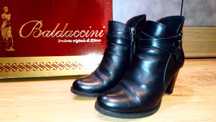 Buty na jesień, buty na obcasie, botki, skórzane, czarne.