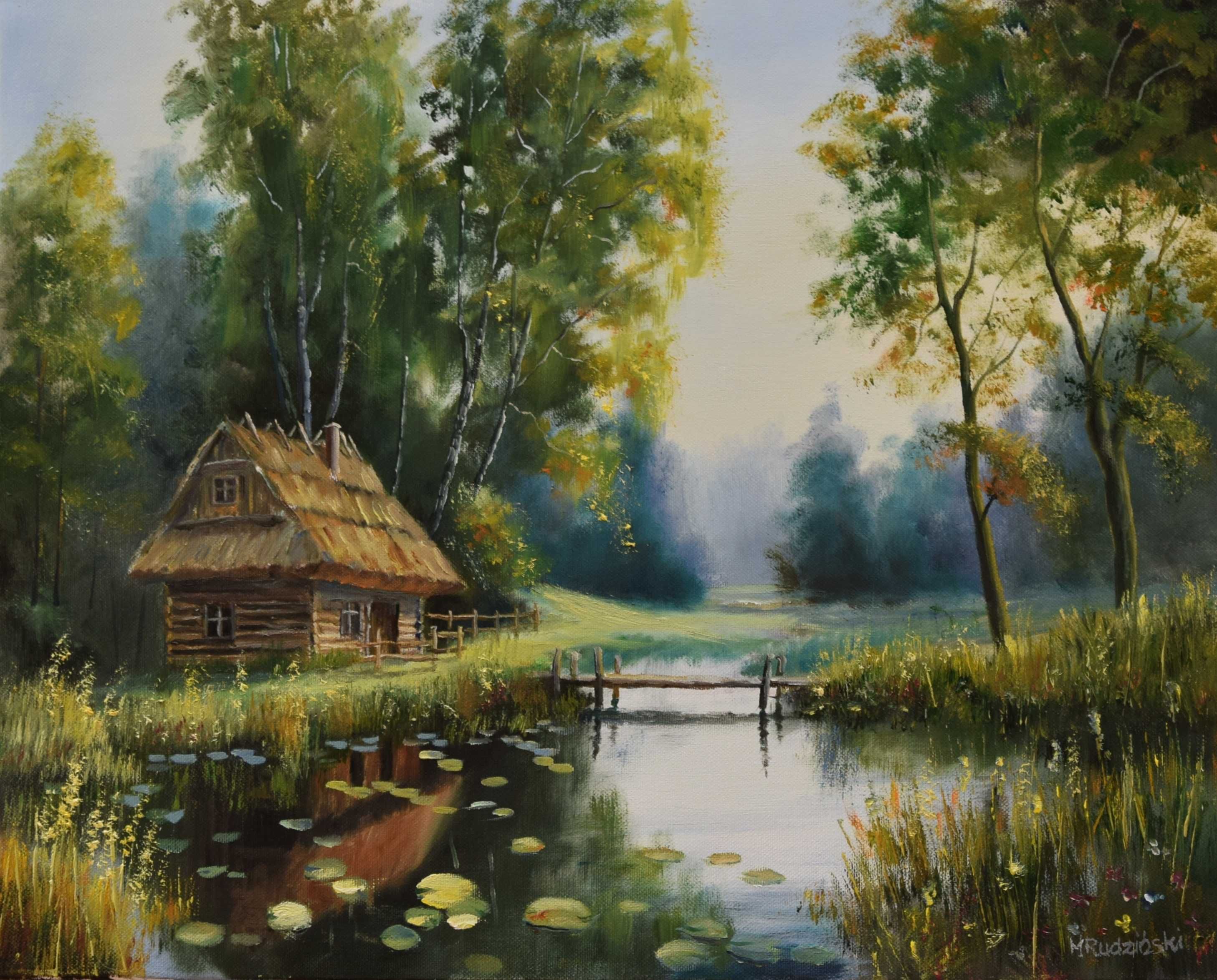 M. Rudziński "W zatoce""" 50x40cm. Obraz olejny na płótnie