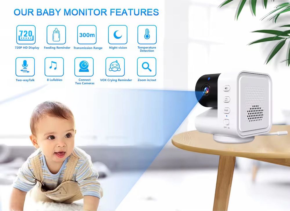 Відеоняня з великим екраном 7 дюймів Baby monitor ABM790