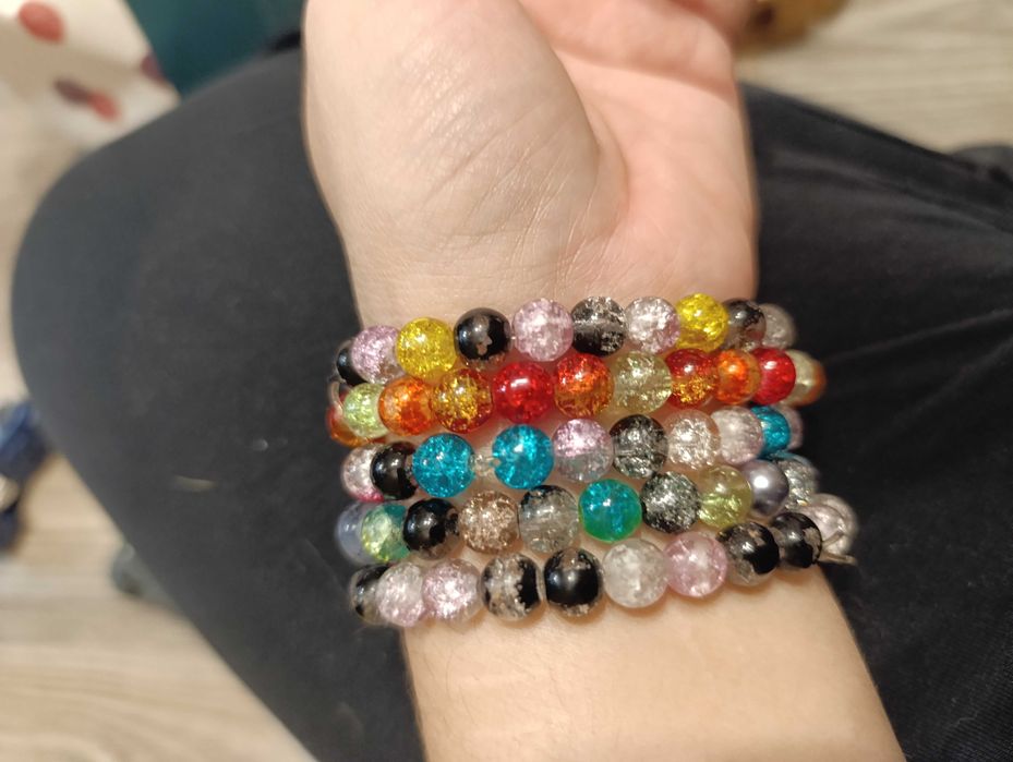 Zestaw bransoletek crackle + zegarek