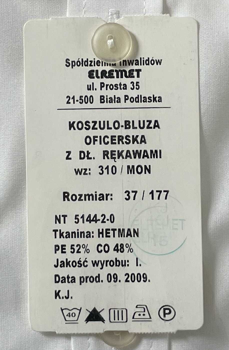 Koszula oficerska z dł. rękawami wz. 303/MON 37/182