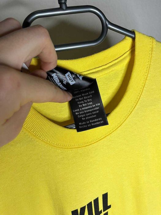 Футболка Жёлтая HUF/KILL BILL с логотипами спереди и сзади
