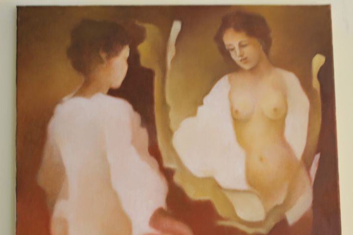 Pintura de Maria Alcina Original Óleo sobre tela "Imagem no Espelho"