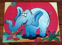 Słoń Fryderyk puzzle z serii "Wesołe zoo" 24 elementy lata 90-te