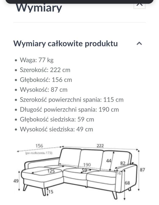 Narożnik nappa z funkcją spania