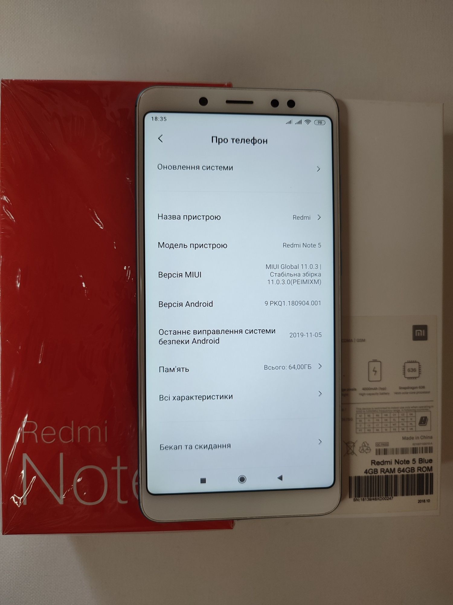 Xiaomi redmi note 5, 4/64Gb