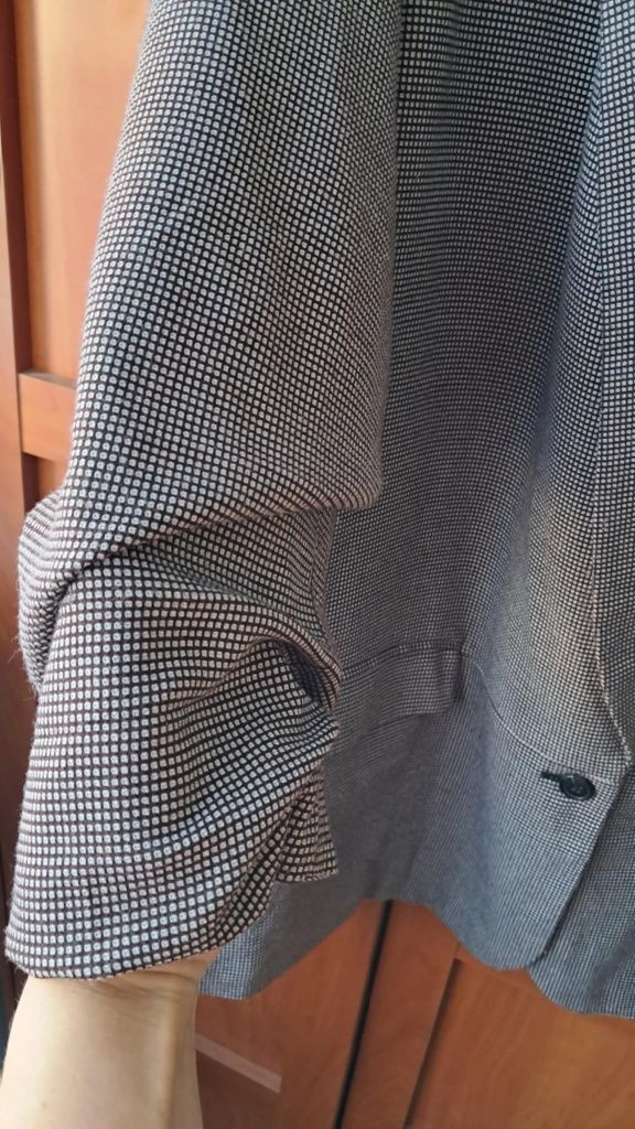 Marynarka żakiet damski oversize brąz kratka 46/48