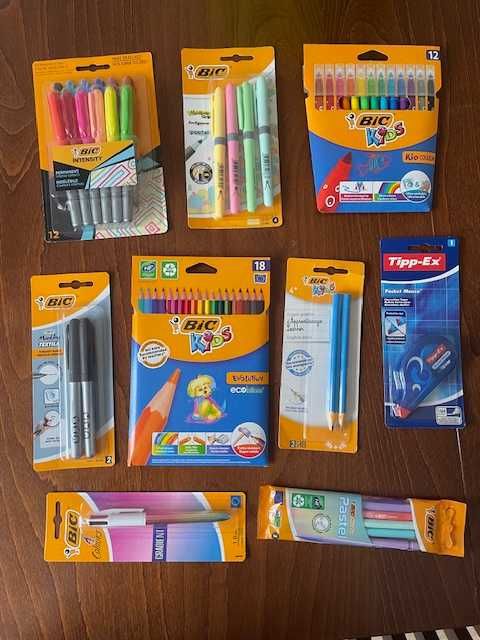 Duży zestaw szkolny BIC  - 9 elementów, nowy, do szkoły!