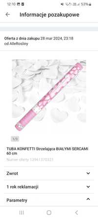 Konfetti biale serca 60 cm