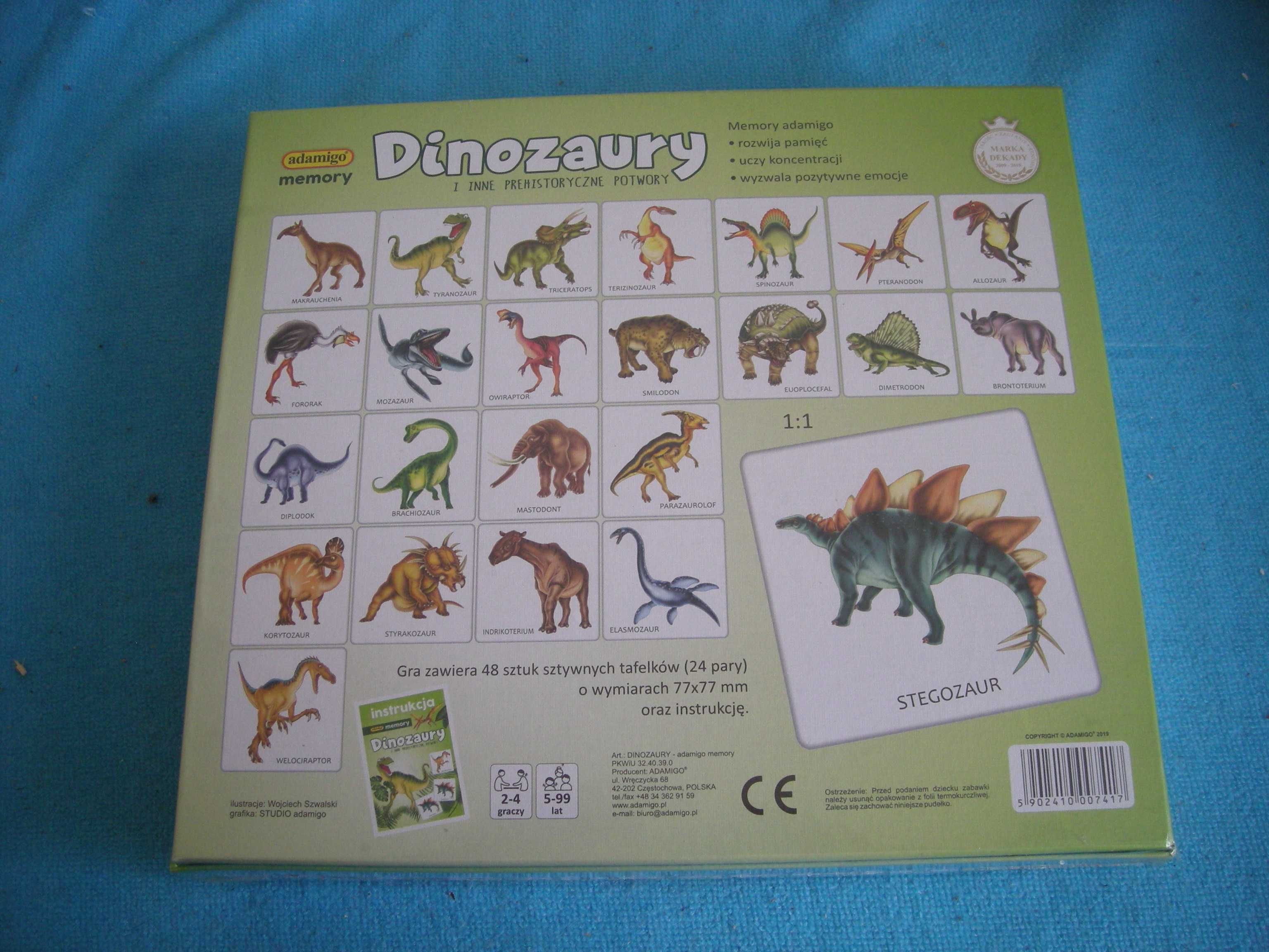 Dinozaury i inne prehistoryczne potwory gra układanka puzzle memory
