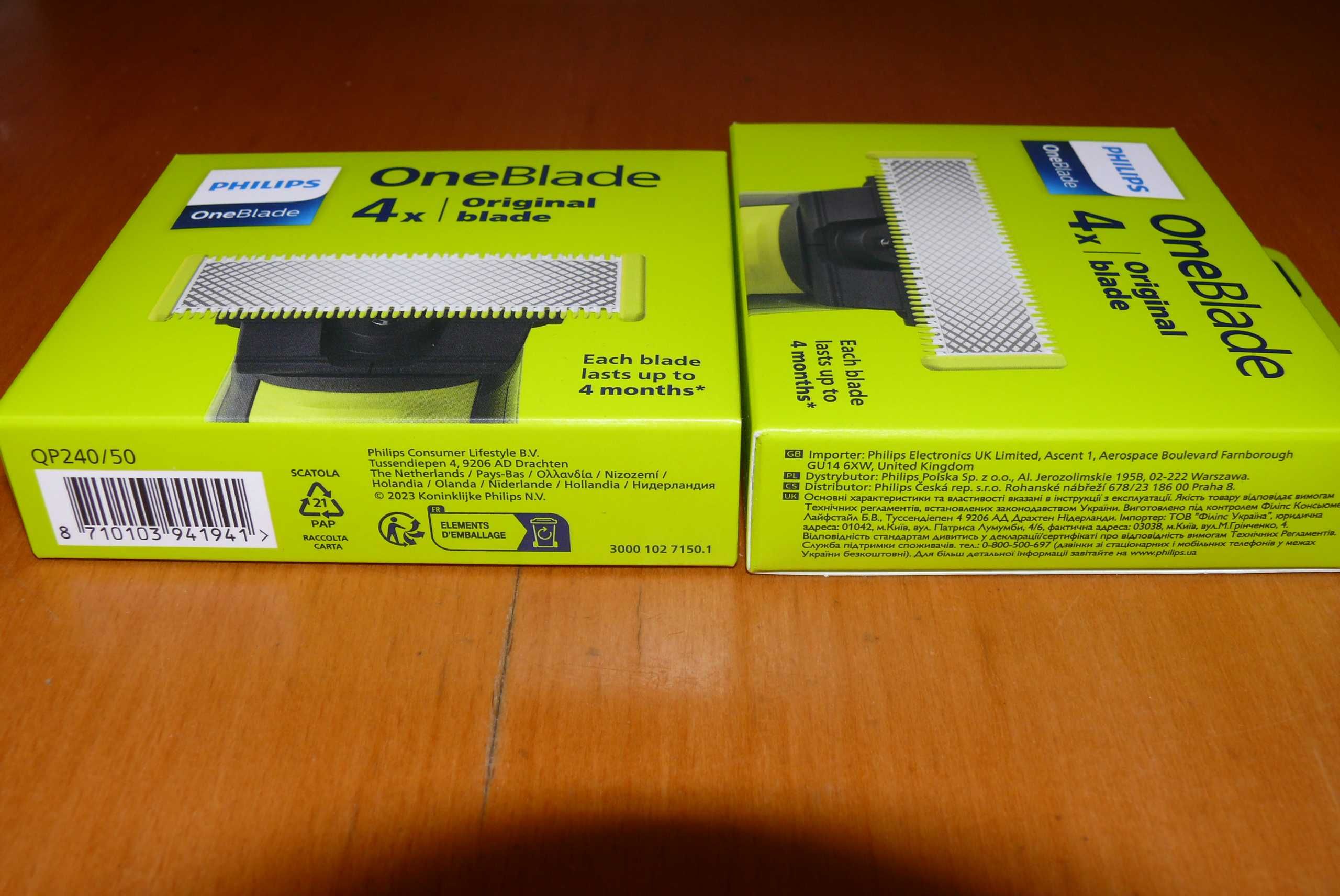 Oryginalne ostrza do golarki Philips OneBlade 4 szt - 2 OPAKOWANIA
