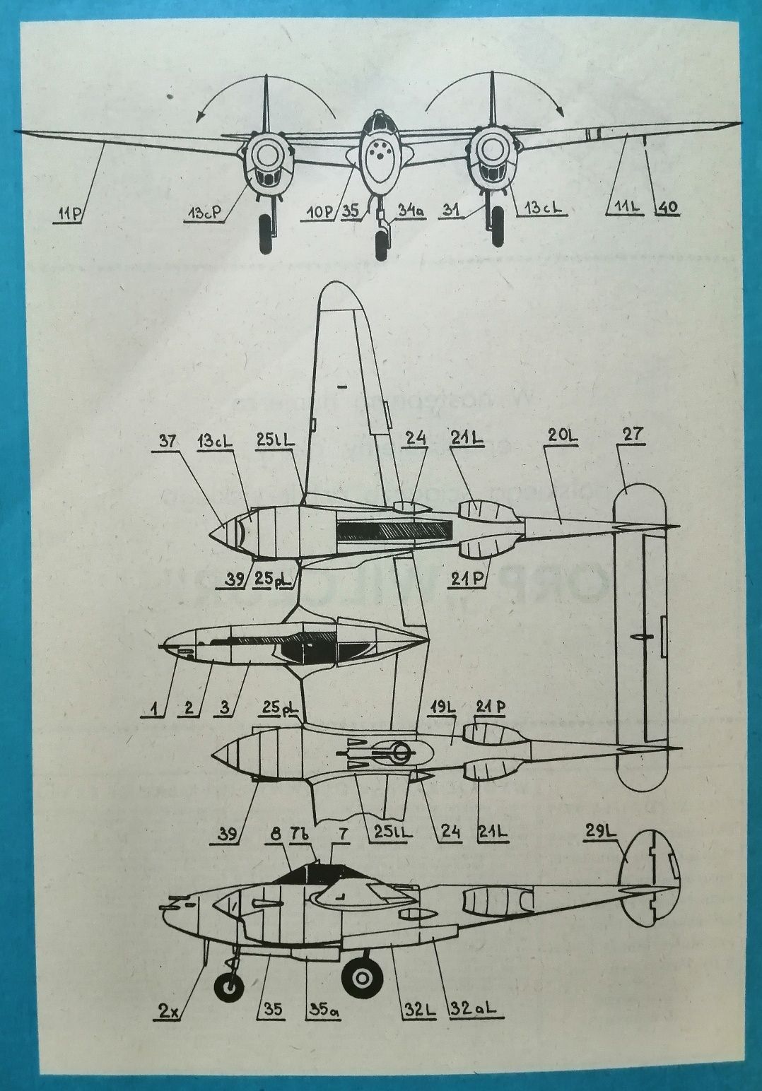 Model kartonowy P-38 Lightning 10-11/87 Mały Modelarz