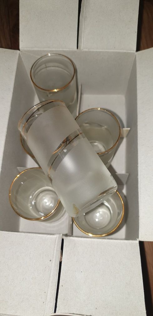 Рюмки набор 6 штук Бережанское стекло с золотым покрытием
