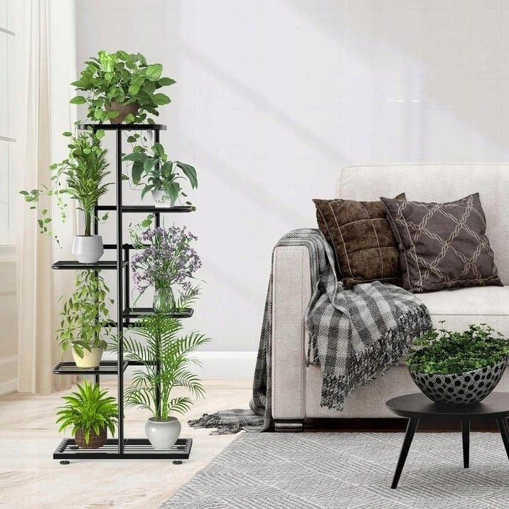 Kwietnik Metalowy Stojak Na Kwiaty Rośliny Regał Stojący 6 Półek 105cm