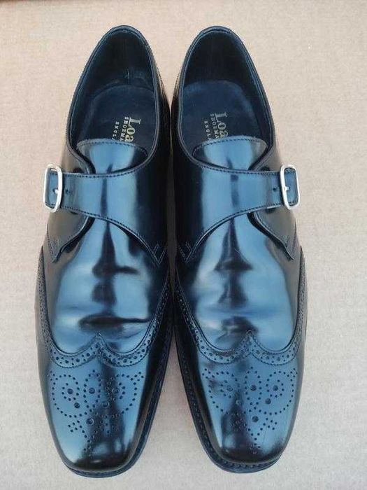 Чоловічі чорні туфлі Loake, модель single monk, броговані