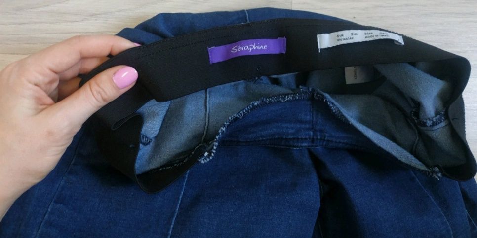 Spodnie ciążowe dżinsy niebieskie tregginsy dla mamy seraphine 34 xs z