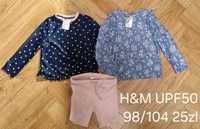 H&M UPF50 koszulka spodenki 98/104