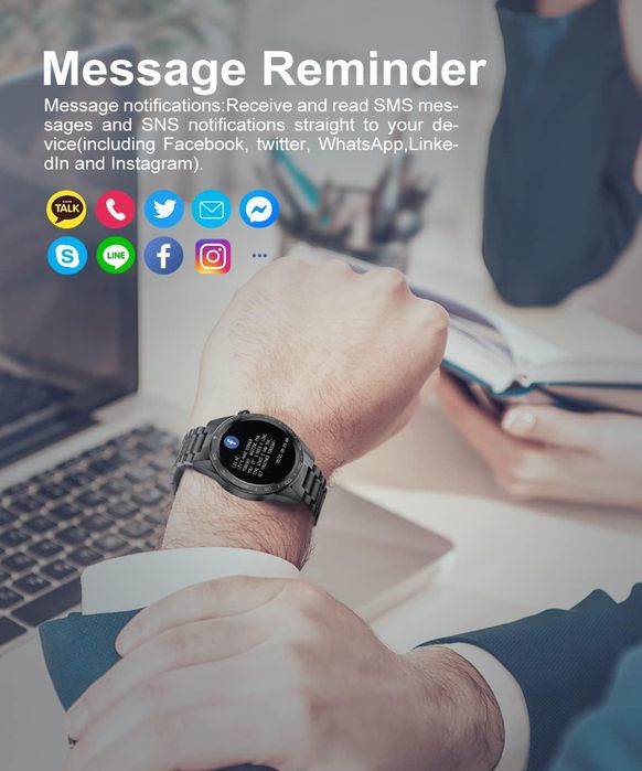 ++Smartwatch męski połączenia telefoniczne 1,32" HD ekran dotyk IP67++