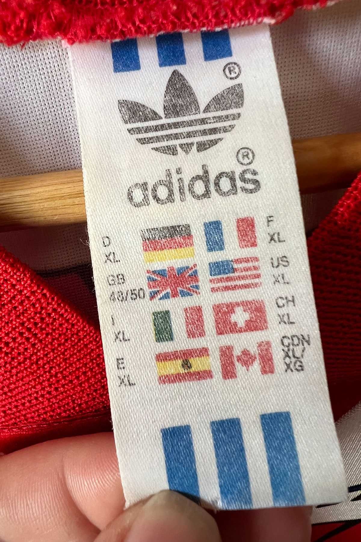 Adidas czerwona koszulka vintage retro z lat 80 made in Slovenia r. XL