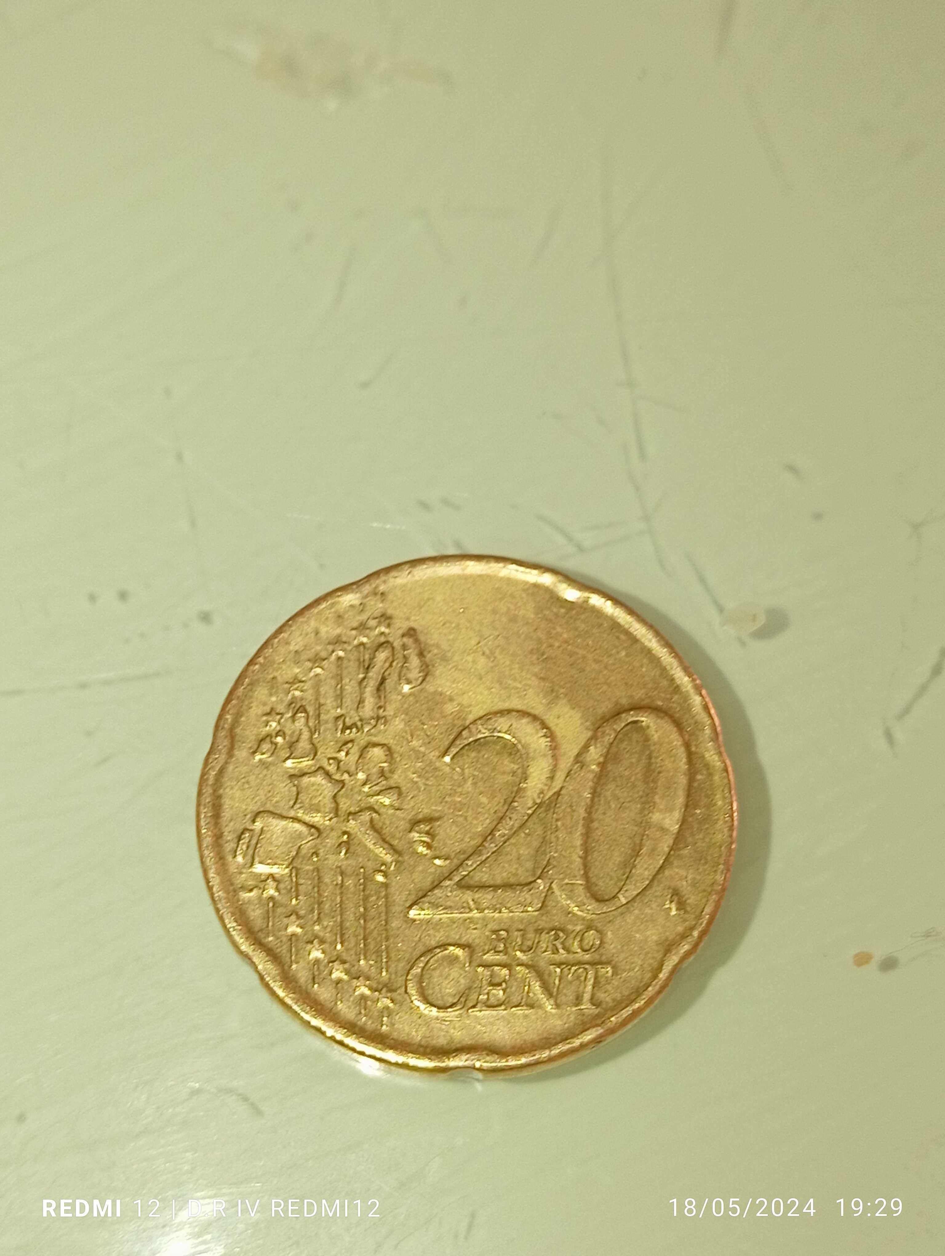 Moeda de 20 cêntimos do rei/príncipe Alberto