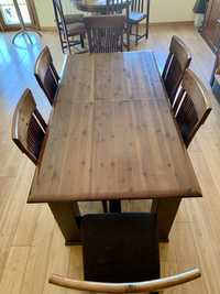 Mesa e 6 cadeiras em madeira maciça em excelente estado, como novo - baixa de preço