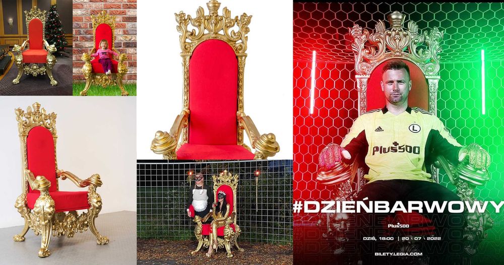 Złoty Tron fotel krzesło na event Mikołaja