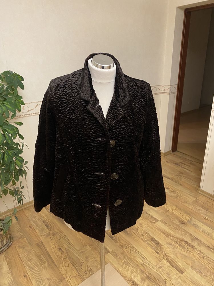 Płaszcz krótki Getex 42/14/XL brązowy aksamitny kurtka