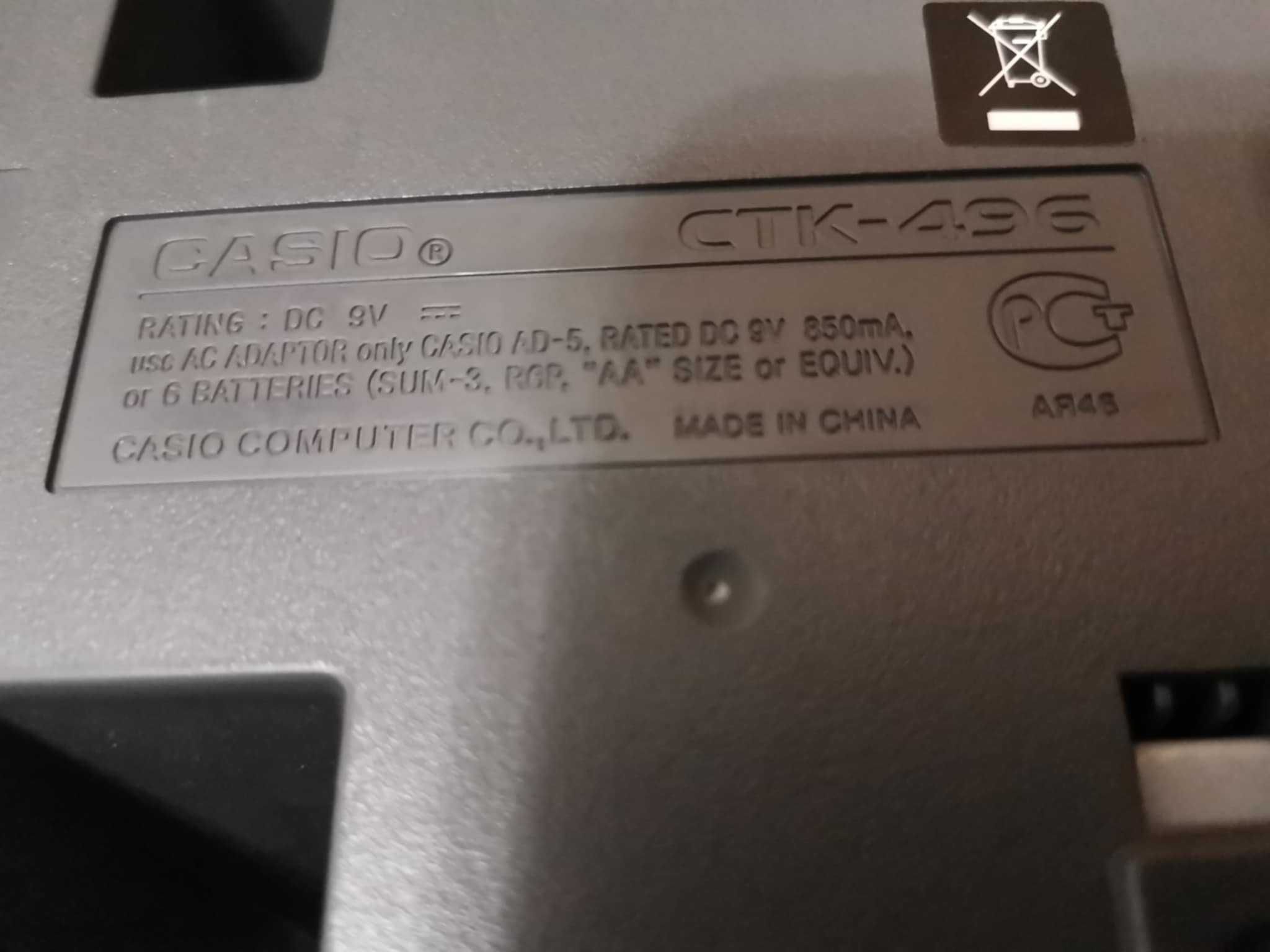 Keyboard CASIO CTK-496 + zasilacz STAN BDB