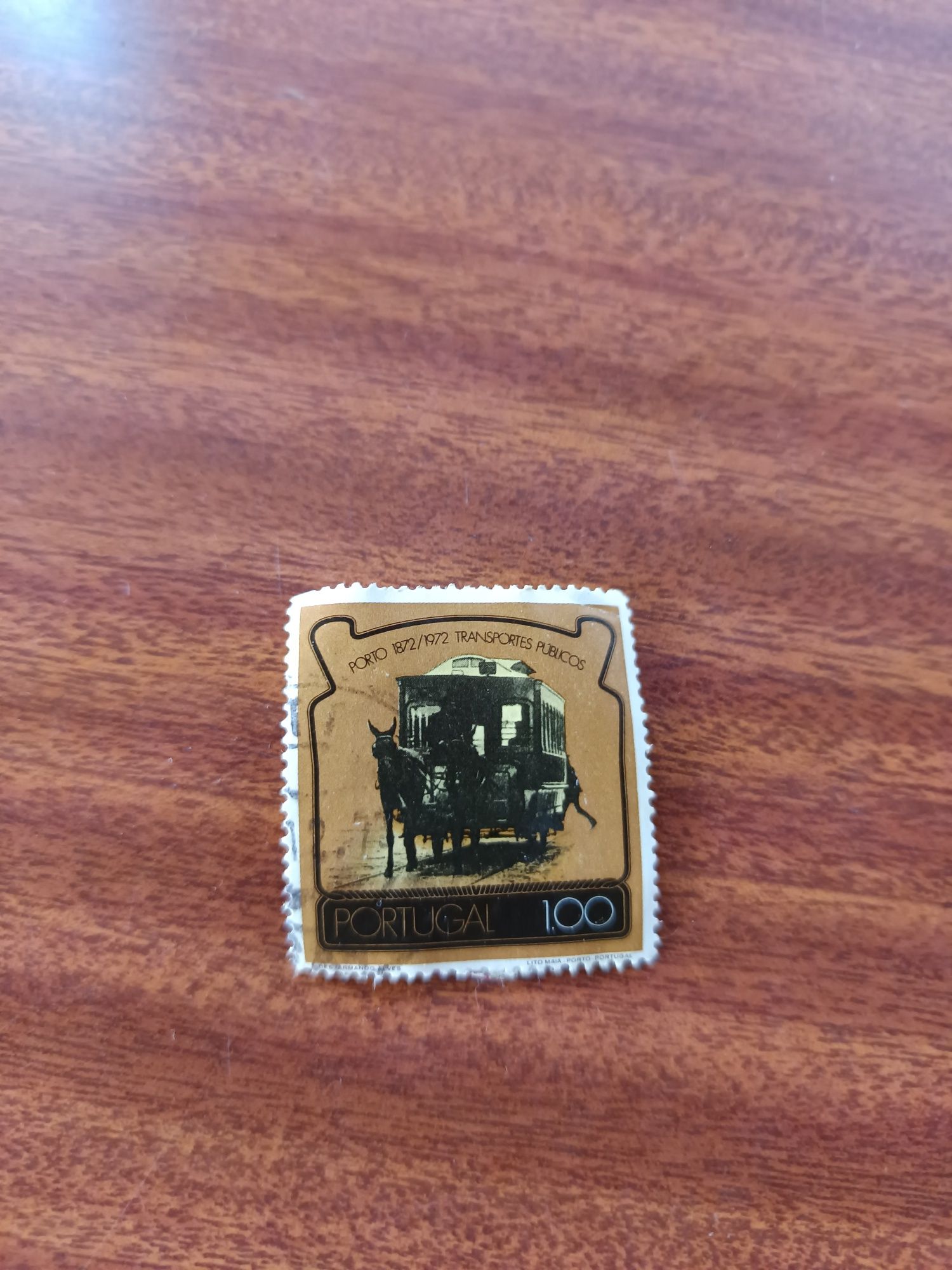 Selo de colecção "Porto 1872/1972-Transportes Publicos.
