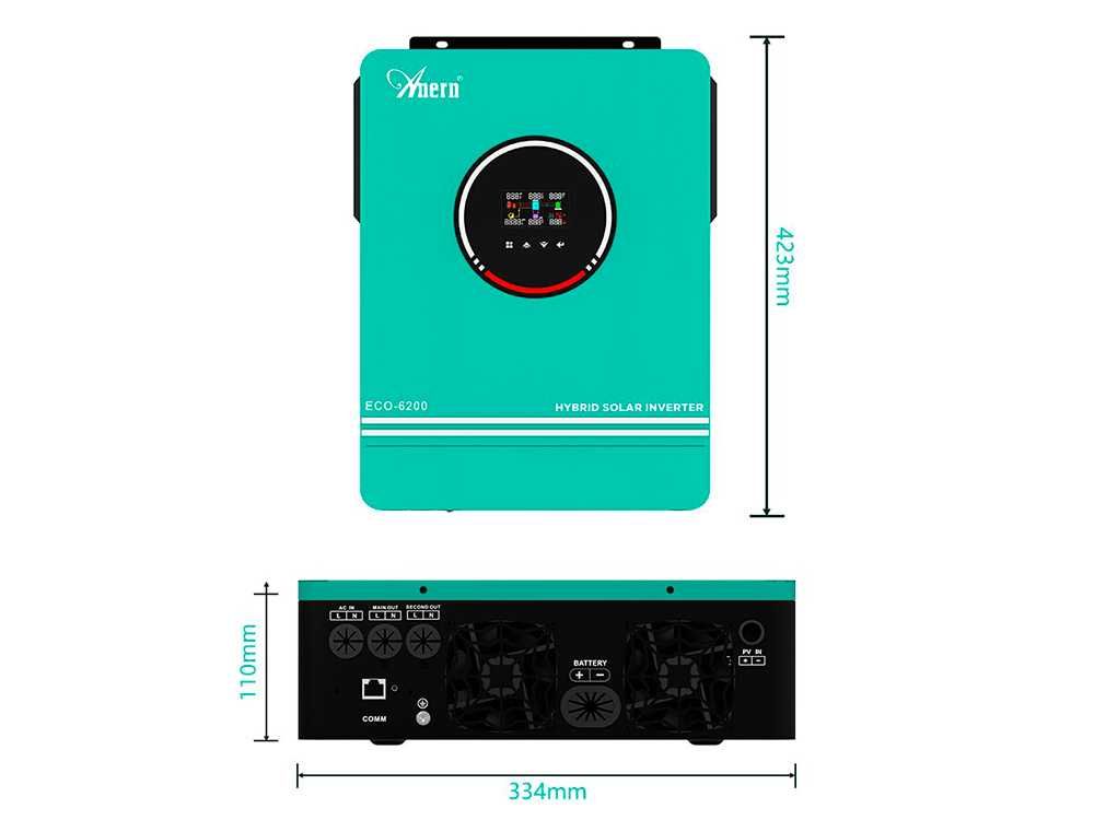 Гібридний сонячний інвертор ANERN ECO-6200 6.2KW 48V + WIFI модуль!