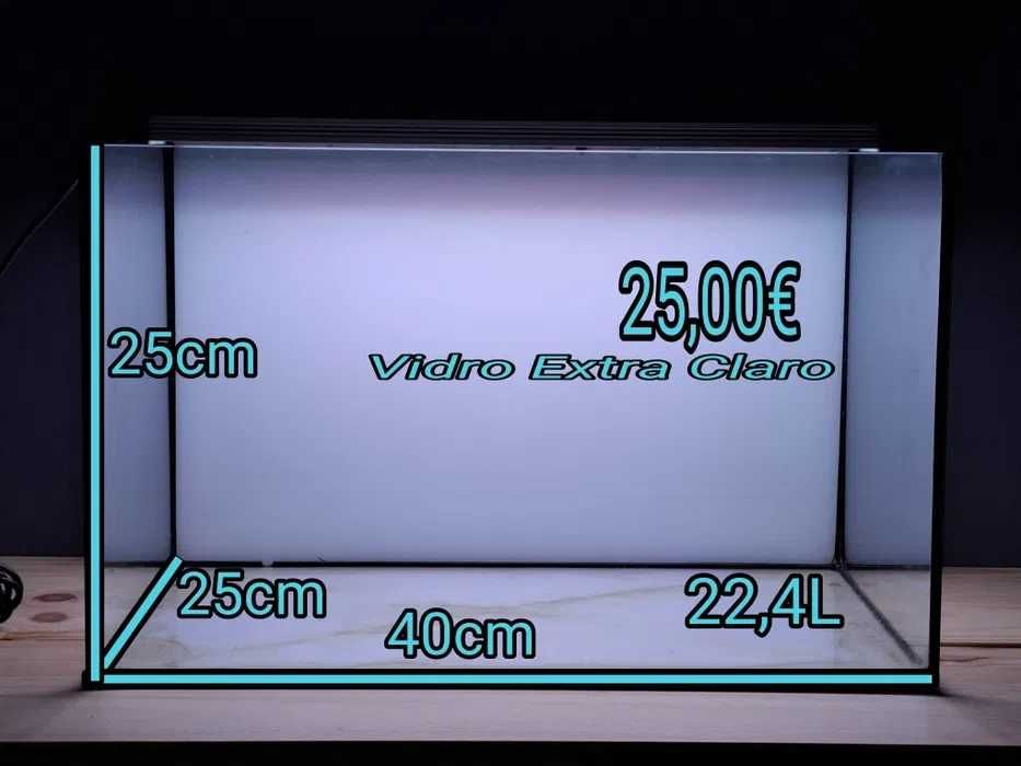 Aquário vidro extra claro e vidro comum