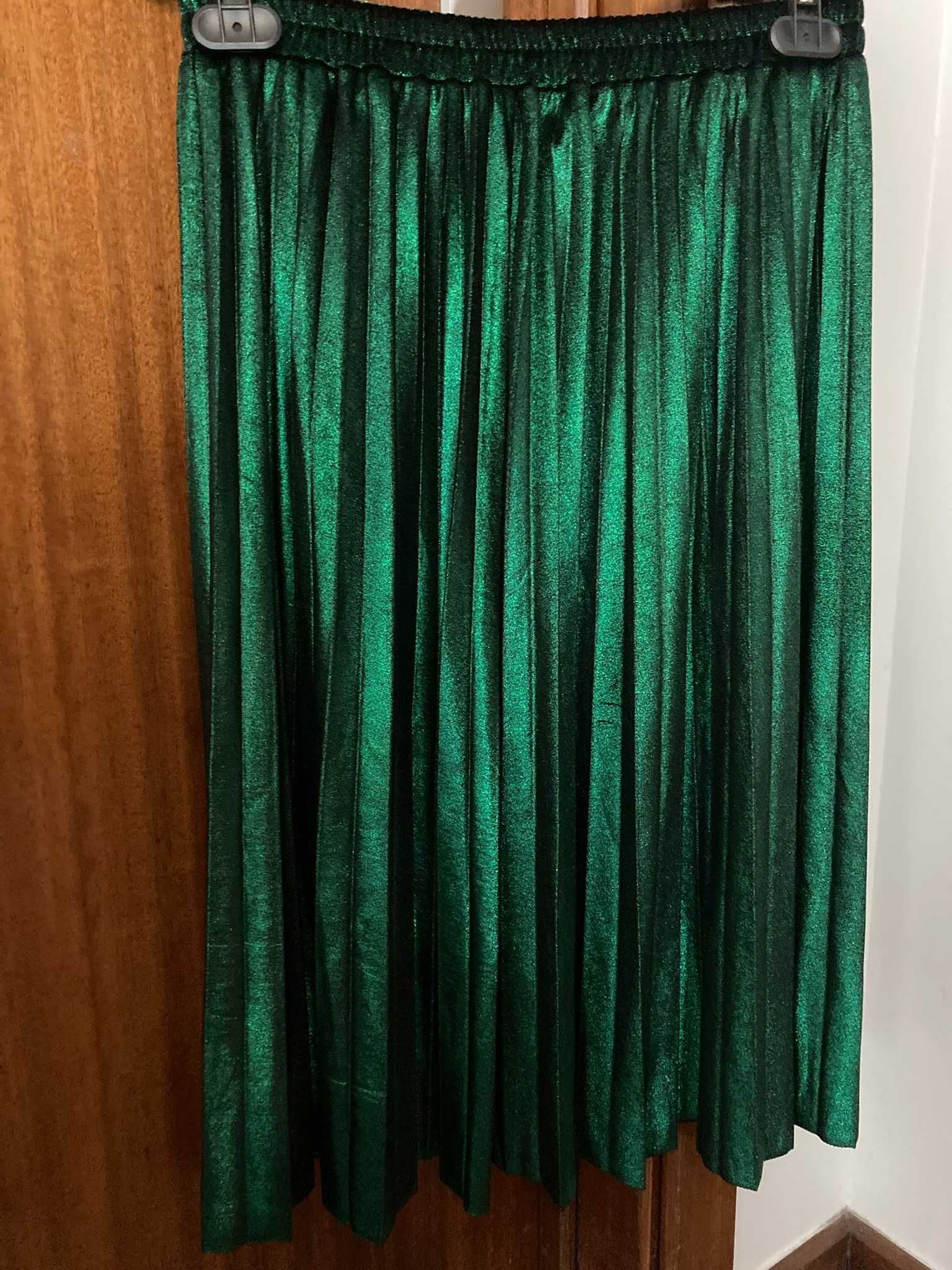 saia plissada muito bonita verde