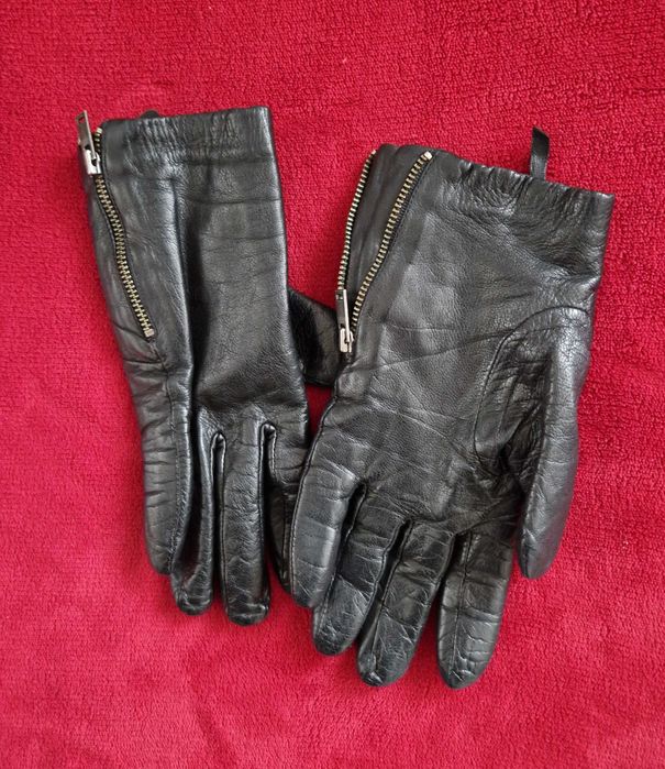 skórzane rękawiczki xs s  COS skóra naturalna zip zamki  bdb