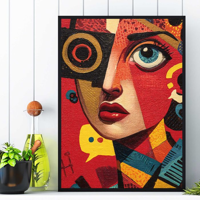 plakat kolorowy w stylu pablo picasso, obraz kolorowy w stylu picasso